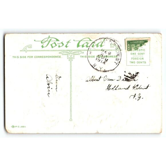 Santa Claus Purple Coat Basket Of Toys Old World 1914 Embossed Vintage Antique - Picture 2 of 2